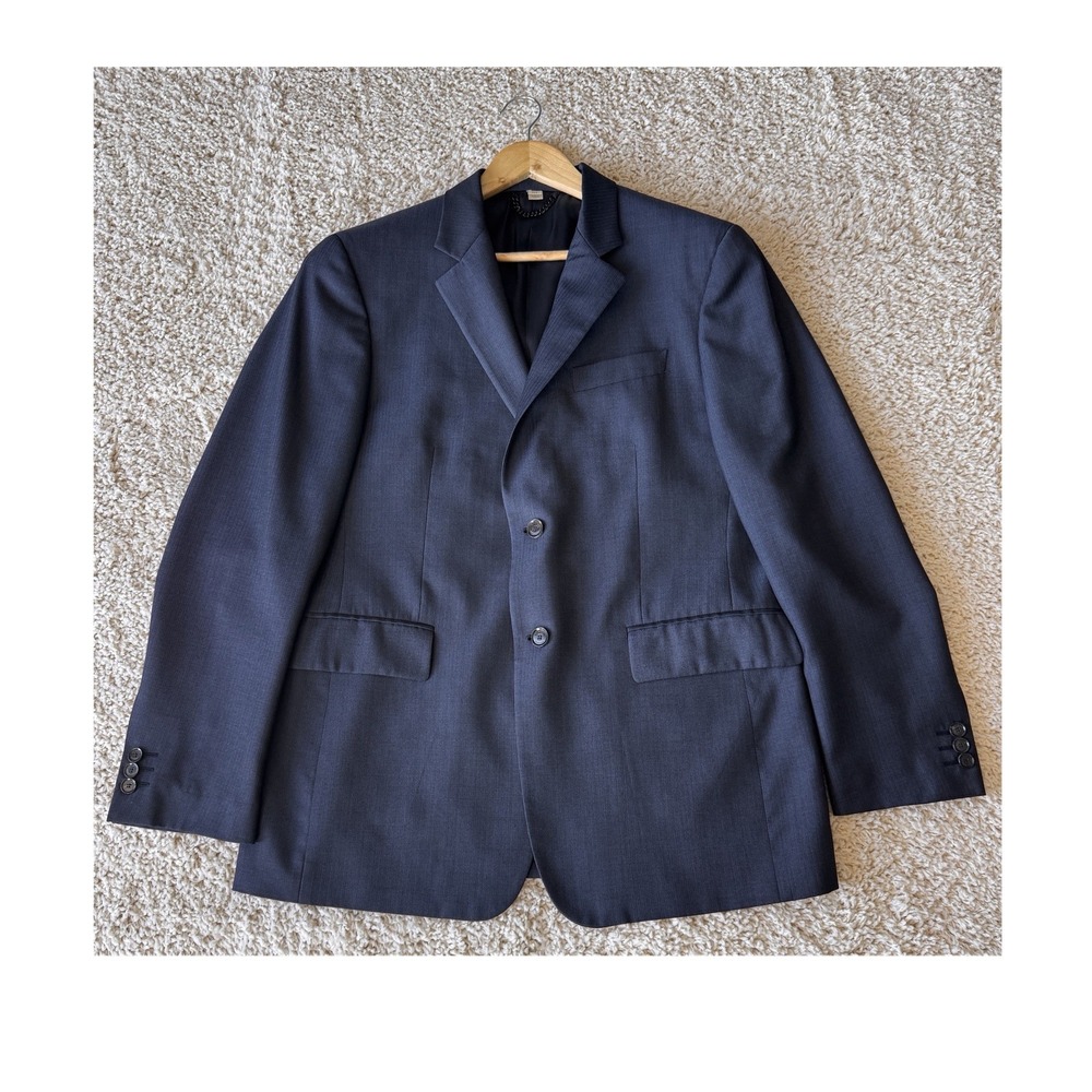 Burberry London Blazer Men 52 R Navy Blue Good Virgin Wool Made in Italy